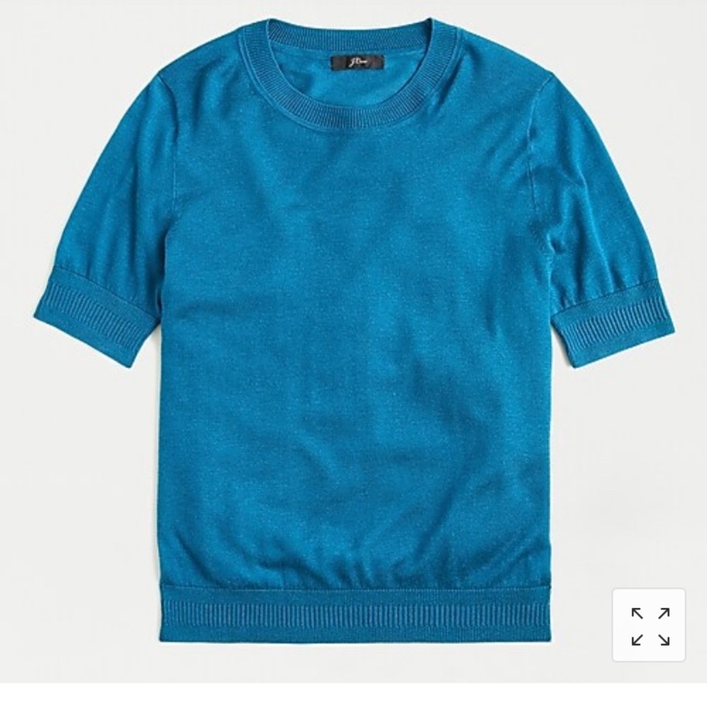 J. Crew teal short sleeve silk tencil sweater- New